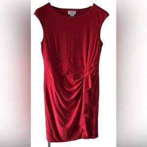 Carmen Marc Valvo Rose Coral Dress Side Drape Size M Versatile Stretch NWT